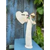 Figurka ceramiczna ręcznie wykonana anioł z fletnią dekoracja do domu