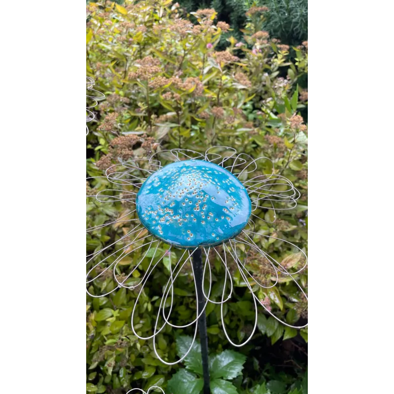 Kwiat ceramiczny turkusowy 20cm