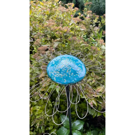 Kwiat ceramiczny turkusowy 20cm